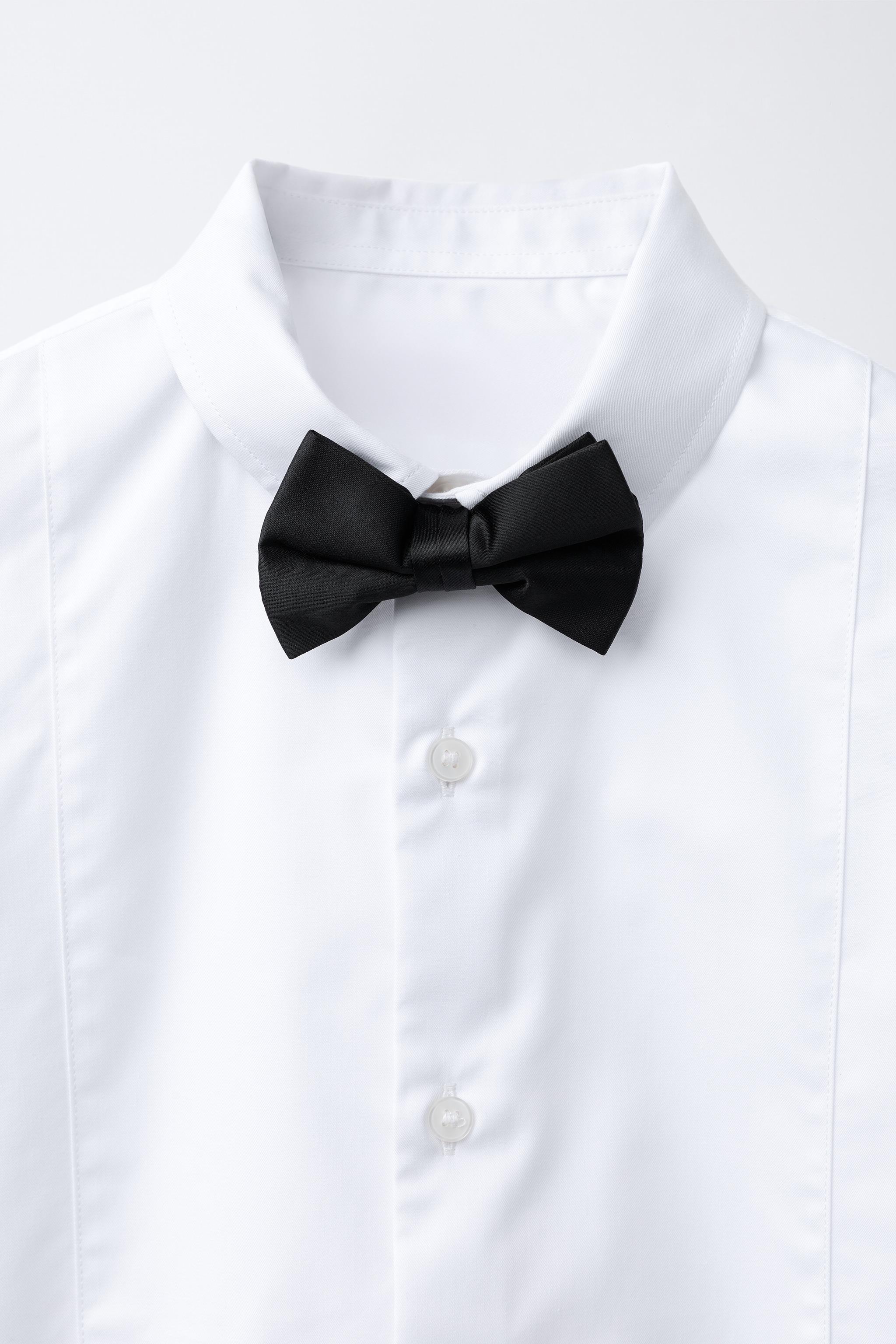 DETACHABLE SATIN BOW TIE SHIRT